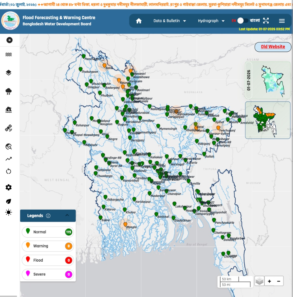 FFWC national flood station map with status legend